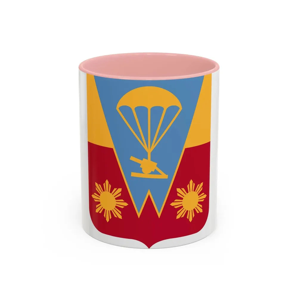 674th Airborne Field Artillery Battalion v2 (U.S. Army) Accent Coffee Mug 11oz Pink - Go Mug Yourself