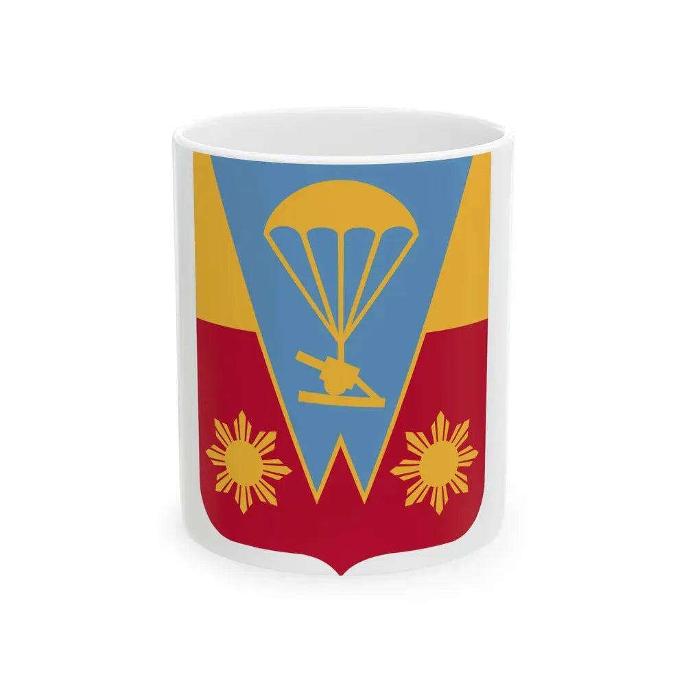 674th Airborne Field Artillery Battalion v2 (U.S. Army) White Coffee Mug 11oz - Go Mug Yourself
