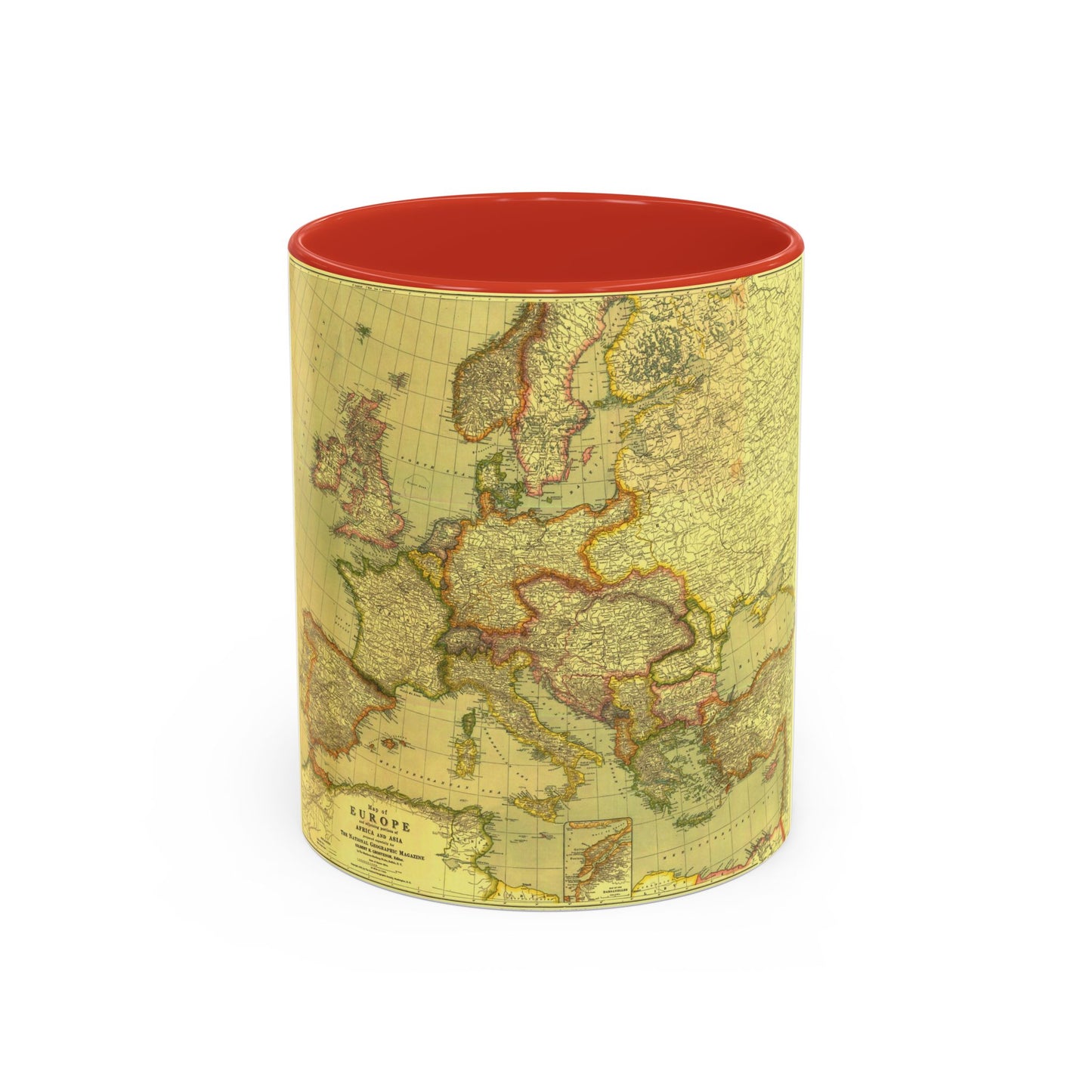 Europe and Africa and Asia (1915) (Map) Accent Coffee Mug