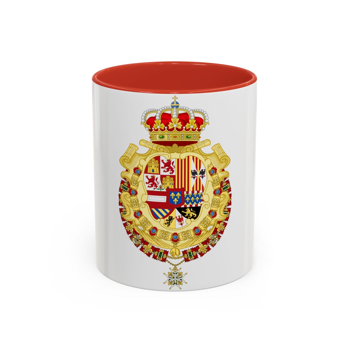 Royal Greater Coat of Arms of Spain (1700-1761) - Accent Coffee Mug