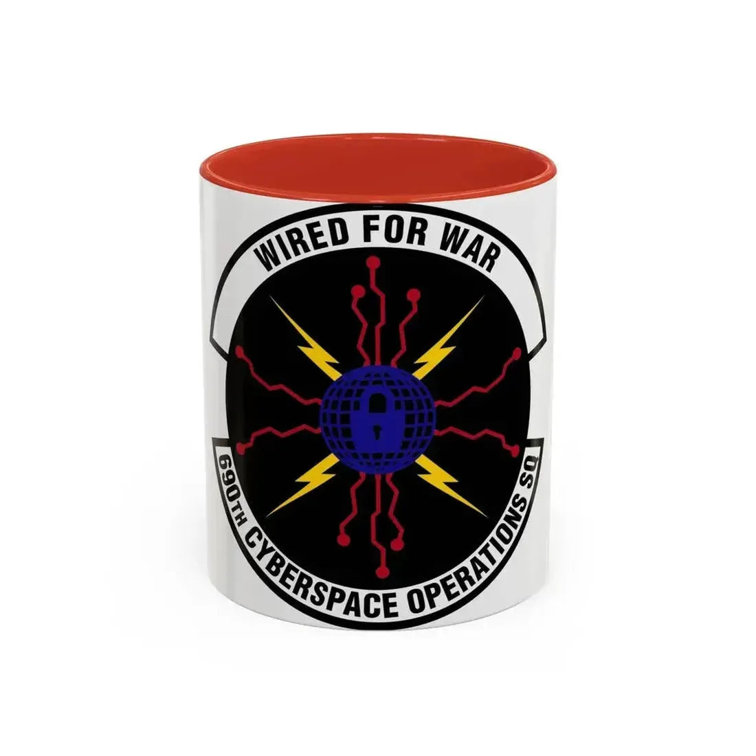 690 Cyberspace Operations Squadron AFSPC (U.S. Air Force) Accent Coffee Mug 11oz Red - Go Mug Yourself