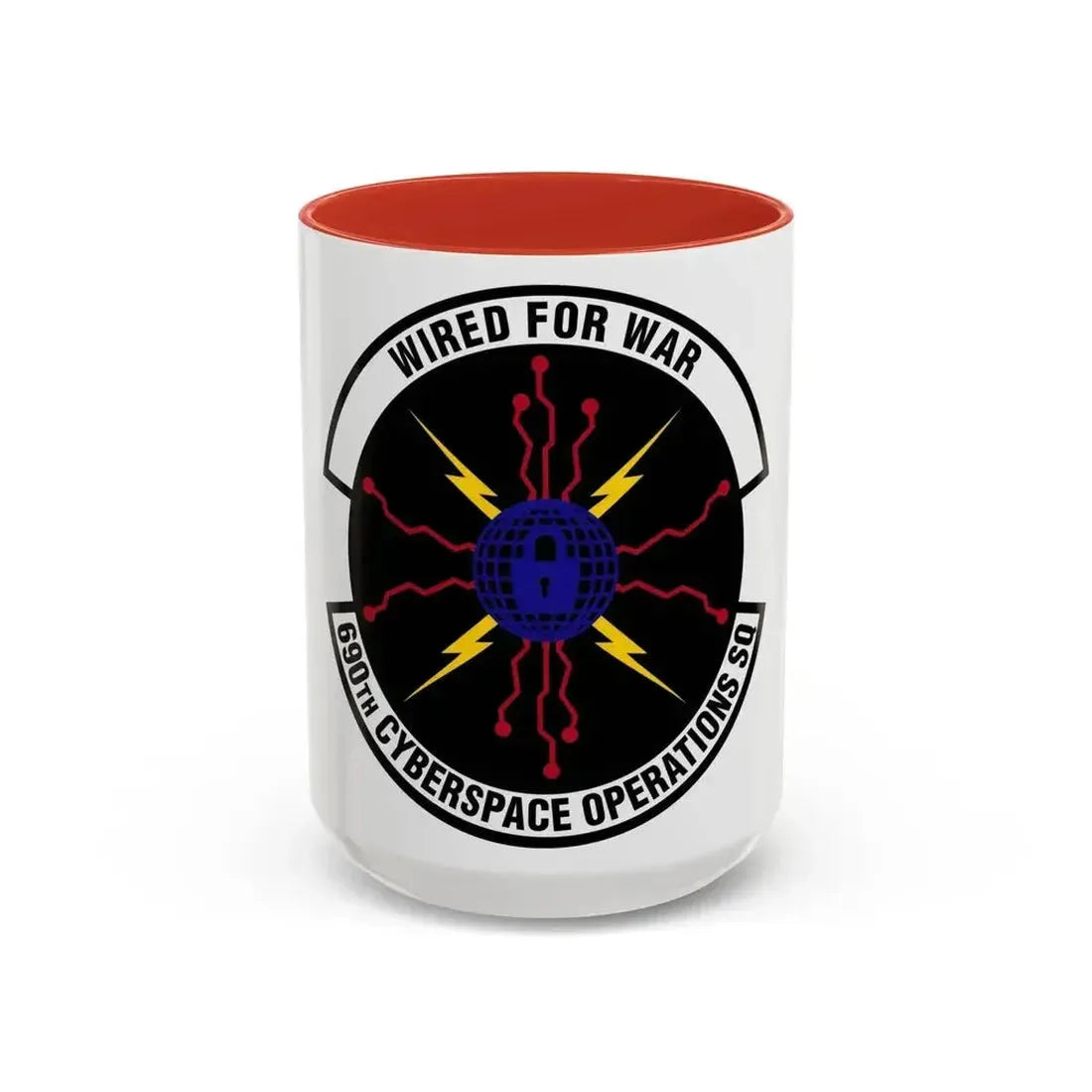 690 Cyberspace Operations Squadron AFSPC (U.S. Air Force) Accent Coffee Mug 15oz Red - Go Mug Yourself