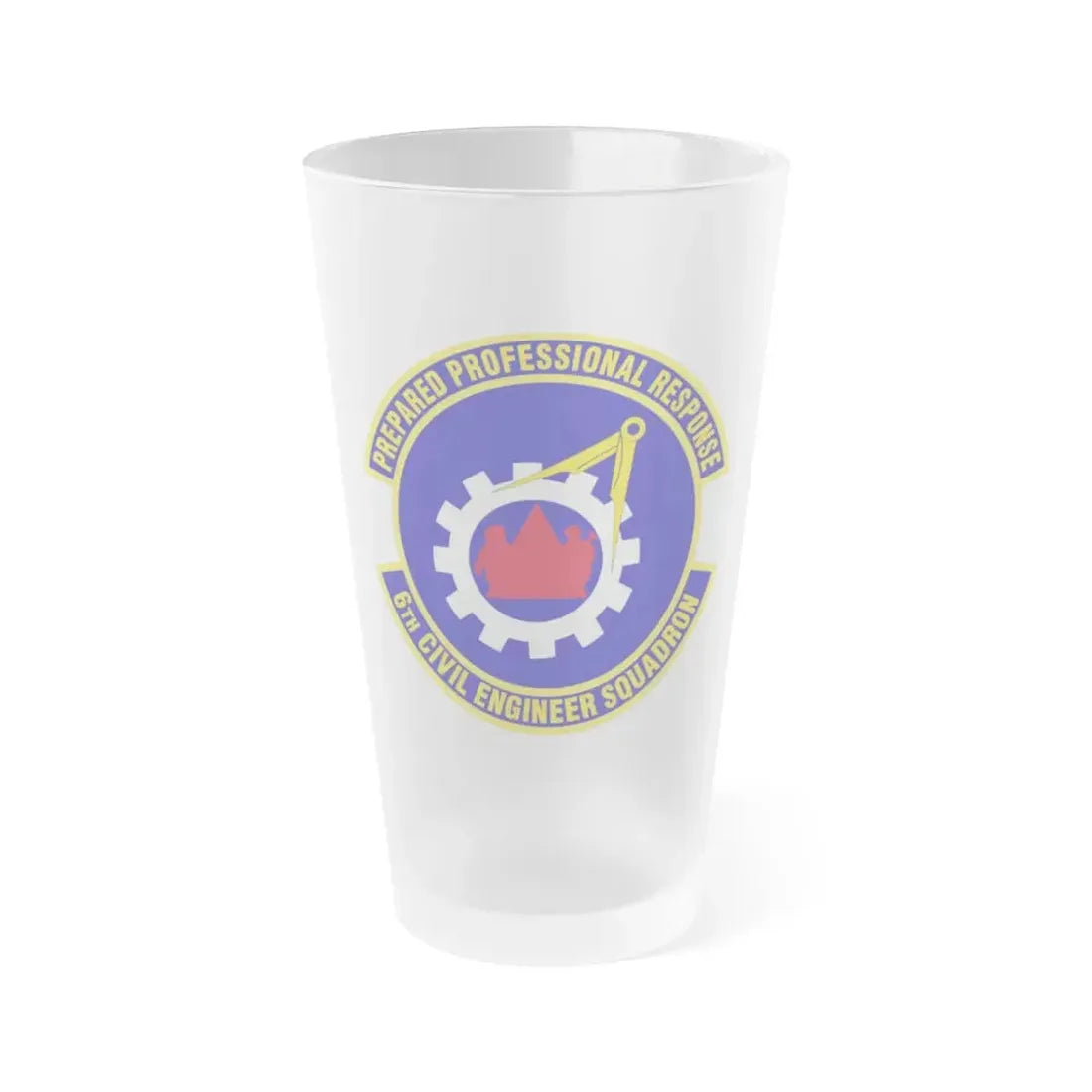 6th Civil Engineer Squadaron (U.S. Air Force) Frosted Pint Glass 16oz 16oz Frosted - Go Mug Yourself