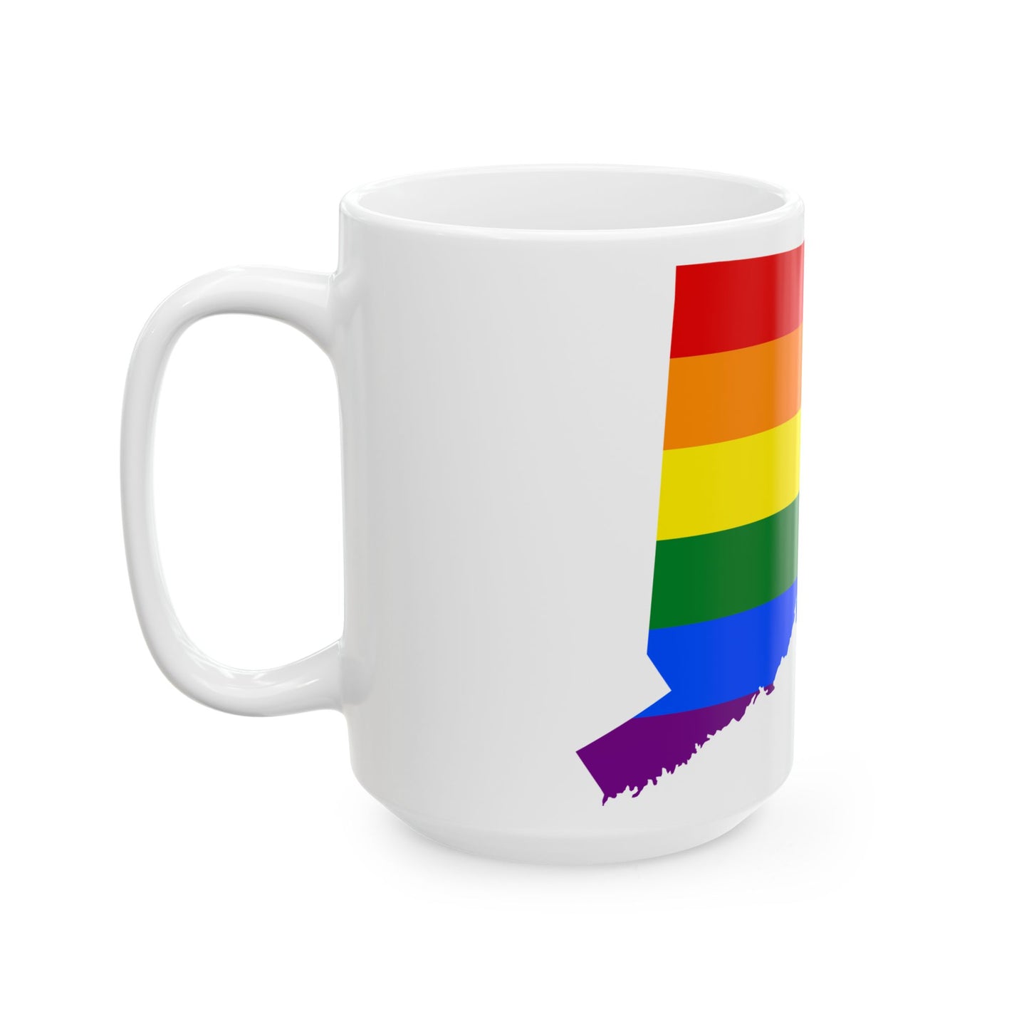 LGBT flag map of Connecticut (United States) White Coffee Mug