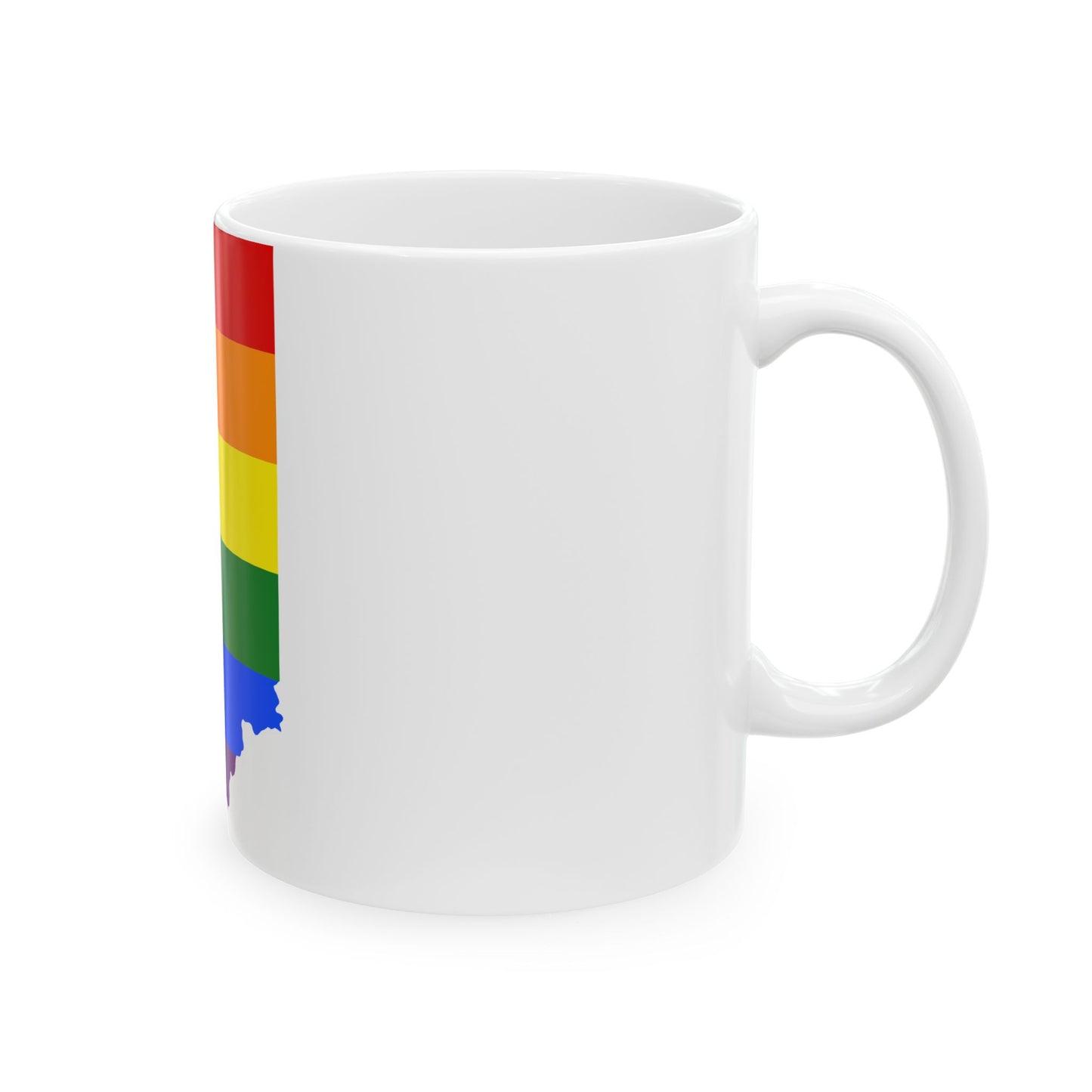 LGBT flag map of Indiana (United States) White Coffee Mug