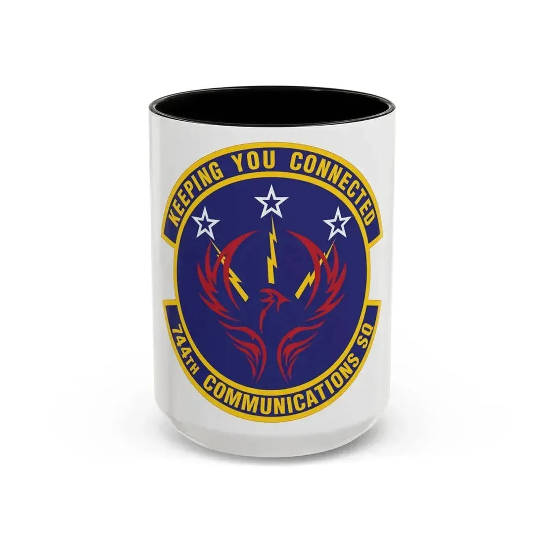 744th Communications Squadron (U.S. Air Force) Accent Coffee Mug 15oz Black - Go Mug Yourself