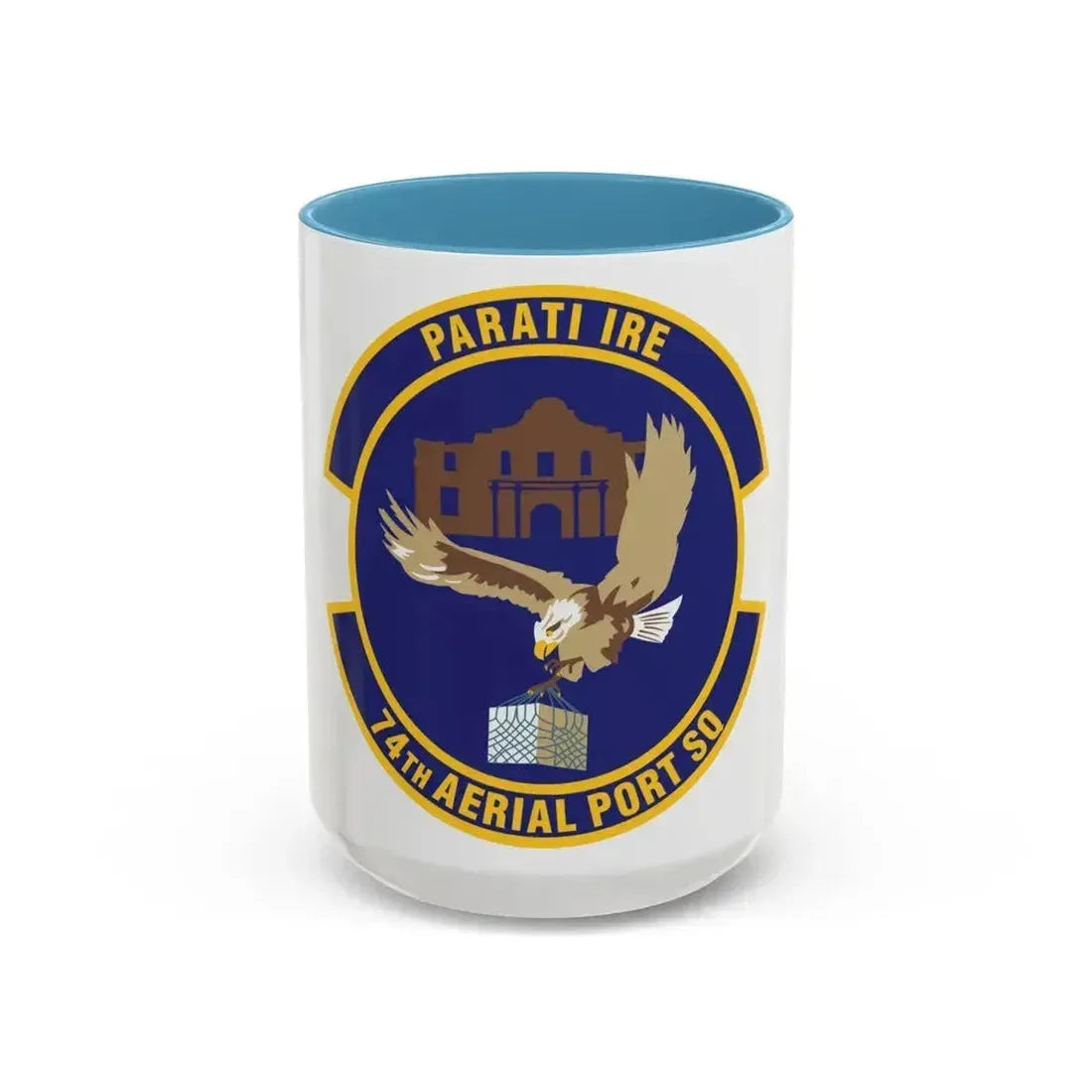 74th Aerial Port Squadron (U.S. Air Force) Accent Coffee Mug 15oz Light Blue - Go Mug Yourself