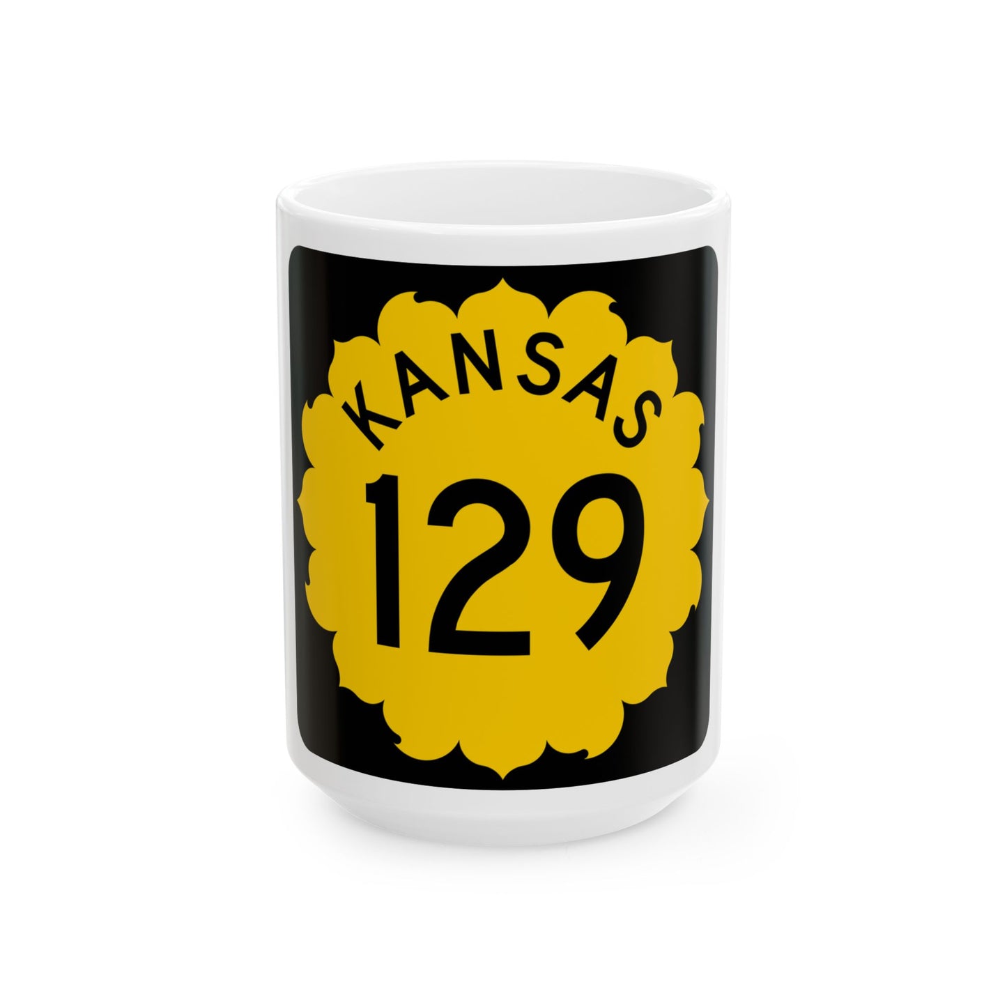 K-129 1962 (Kansas) (Road Sign) White Coffee Mug