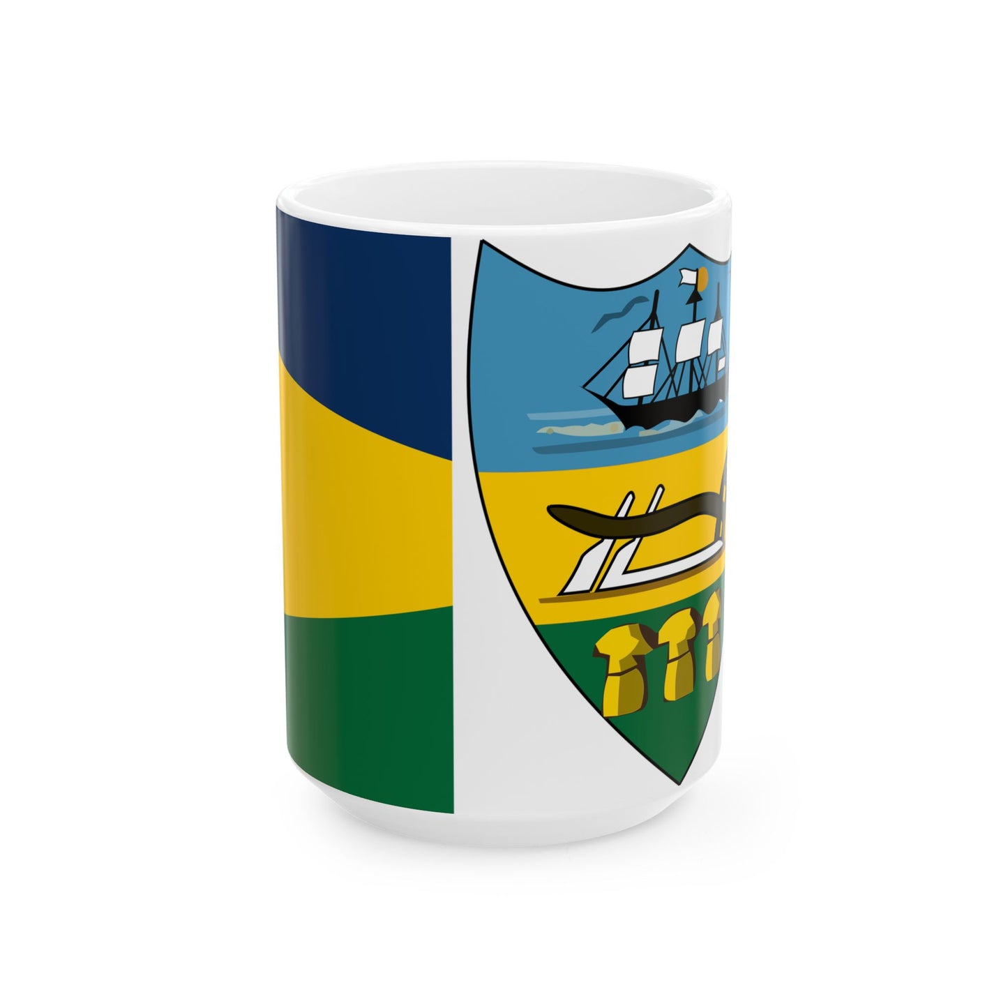 Keystone Flag vertical comparison with Pennsylvania Escutcheon (United States) White Coffee Mug