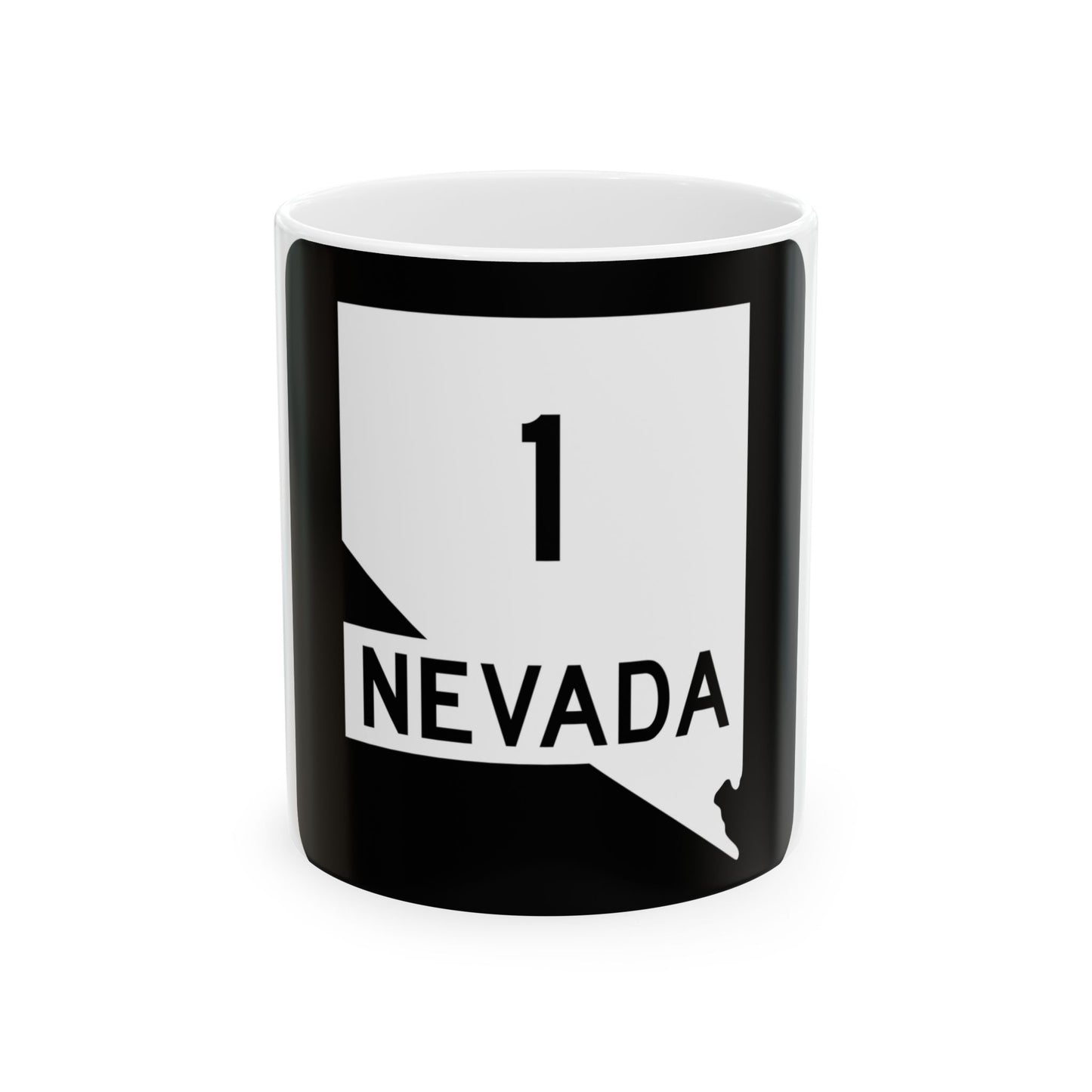 Nevada 1 (Nevada) (Road Sign) White Coffee Mug