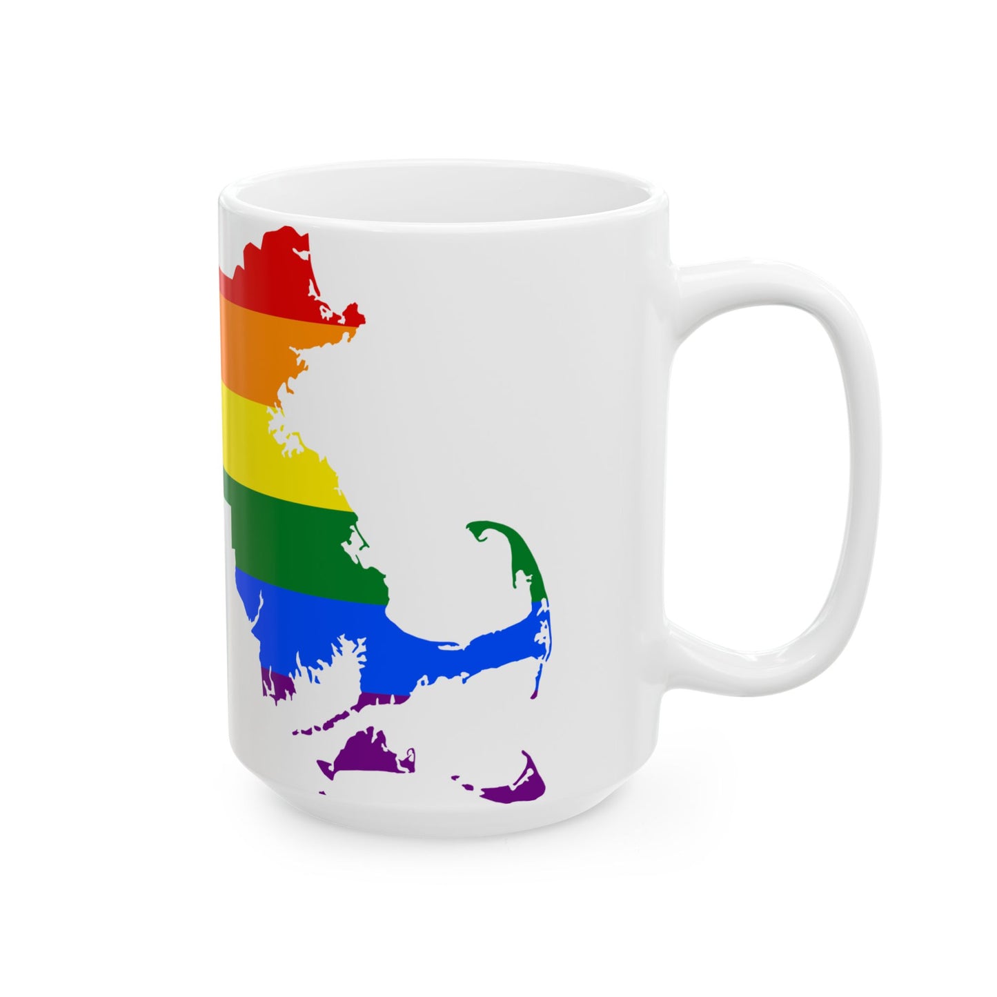 LGBT flag map of Massachusetts (United States) White Coffee Mug