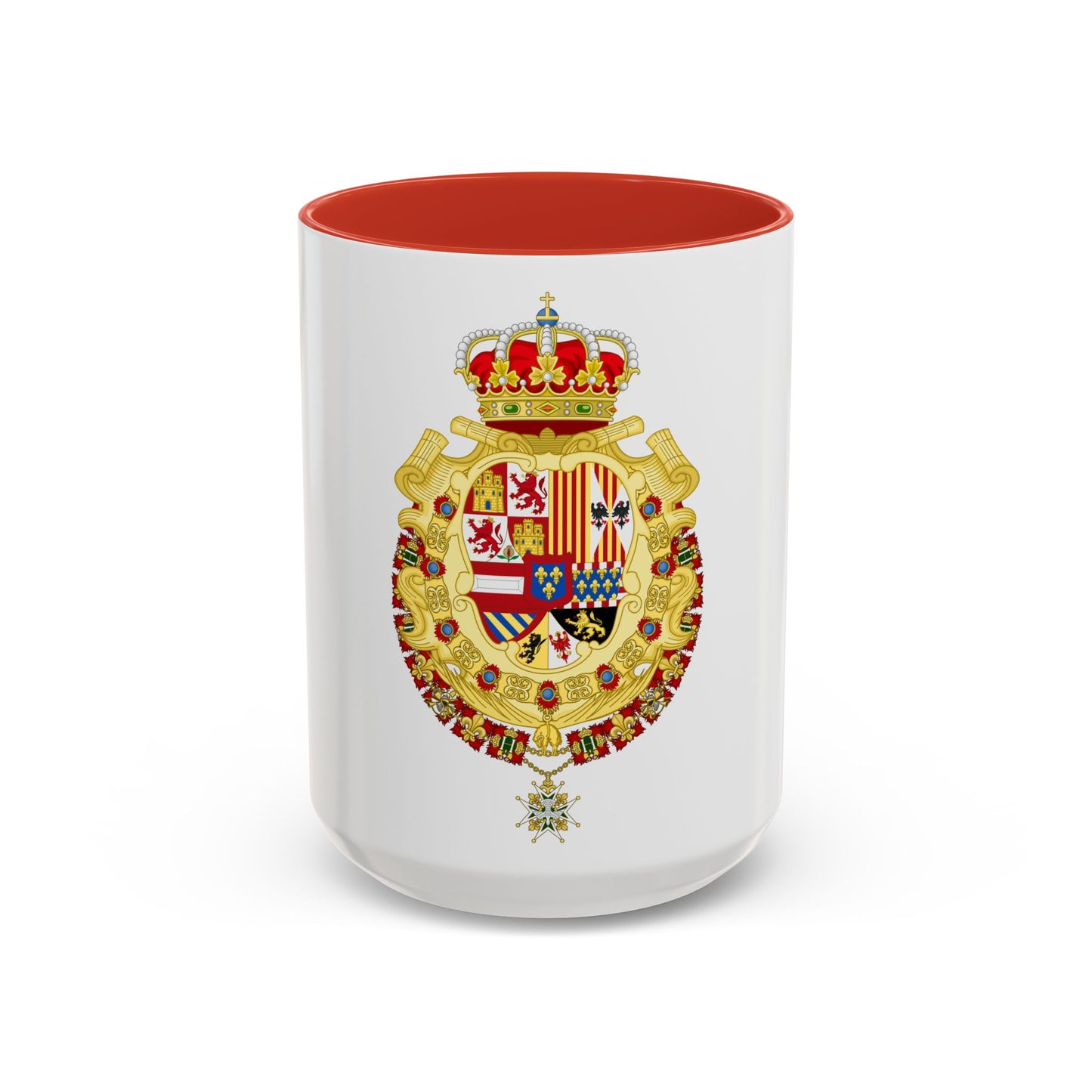 Royal Greater Coat of Arms of Spain (1700-1761) - Accent Coffee Mug