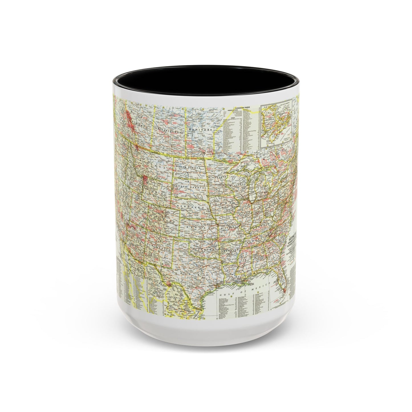USA - National Parks and Historic Sites 1 (1958) (Map) Accent Coffee Mug