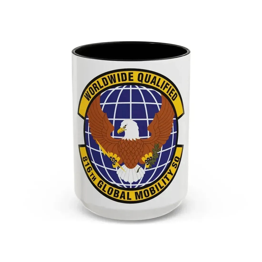 816th Global Mobility Squadron (U.S. Air Force) Accent Coffee Mug 15oz Black - Go Mug Yourself