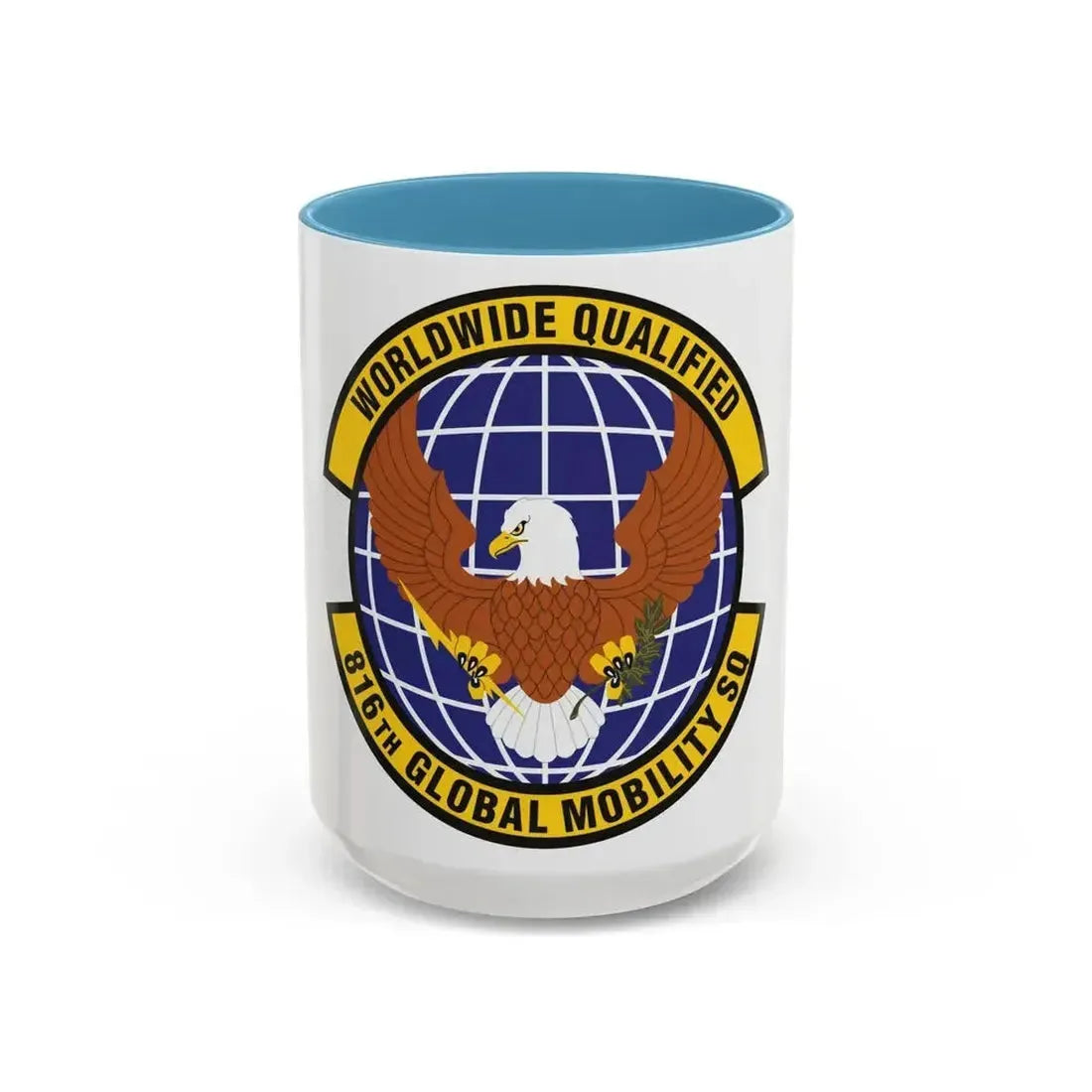 816th Global Mobility Squadron (U.S. Air Force) Accent Coffee Mug 15oz Light Blue - Go Mug Yourself
