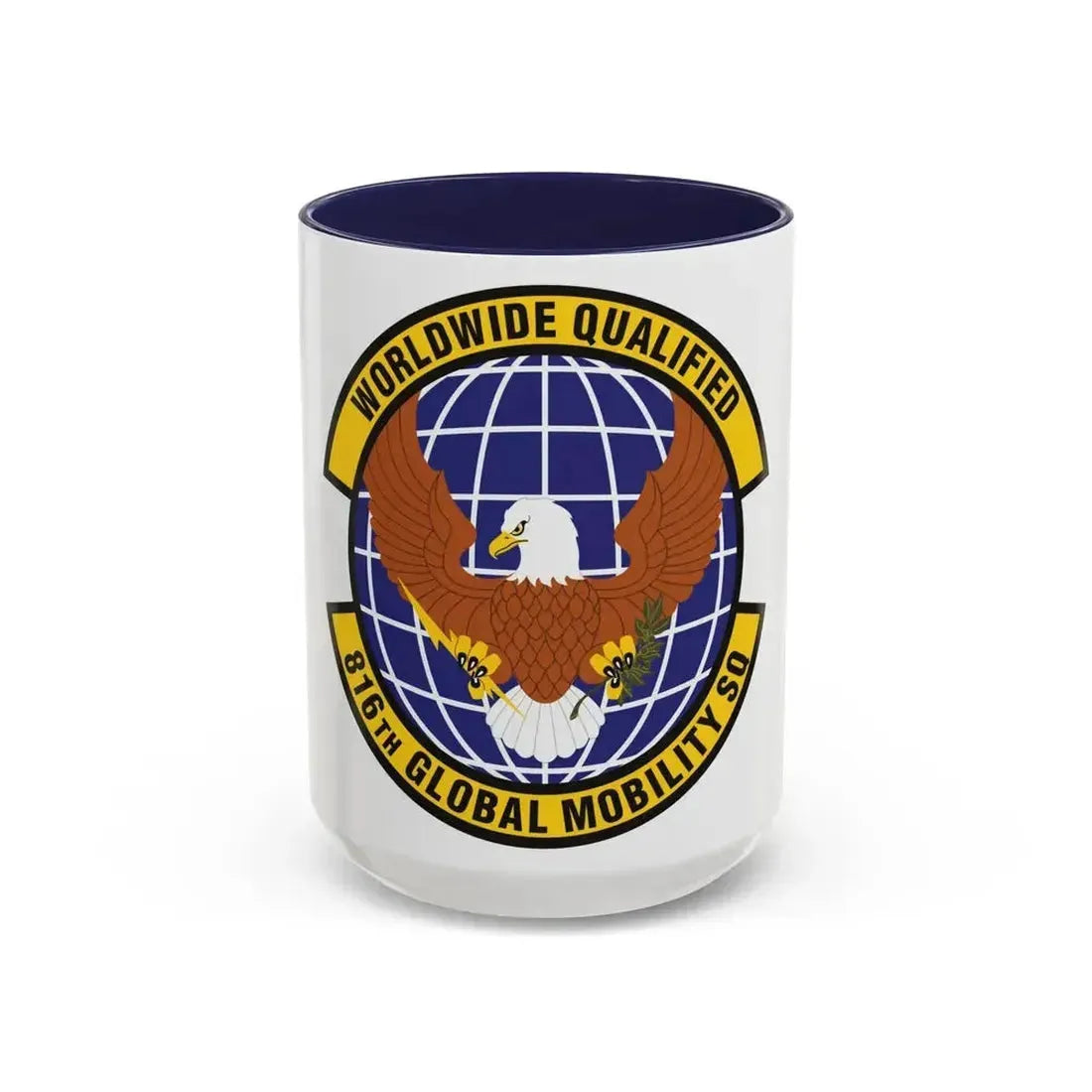 816th Global Mobility Squadron (U.S. Air Force) Accent Coffee Mug 15oz Navy - Go Mug Yourself