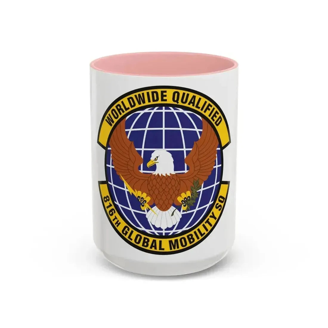 816th Global Mobility Squadron (U.S. Air Force) Accent Coffee Mug 15oz Pink - Go Mug Yourself