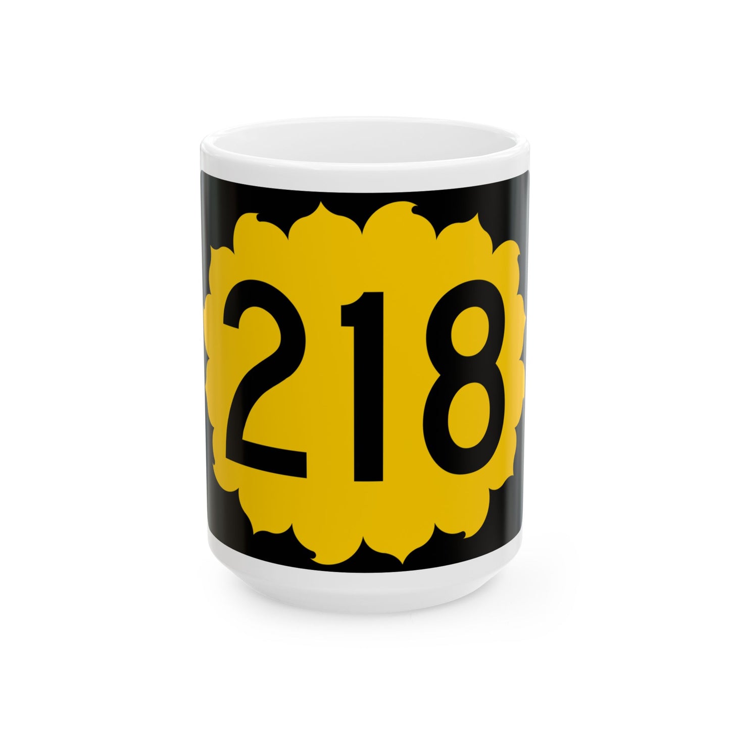 K-218 (Kansas) (Road Sign) White Coffee Mug