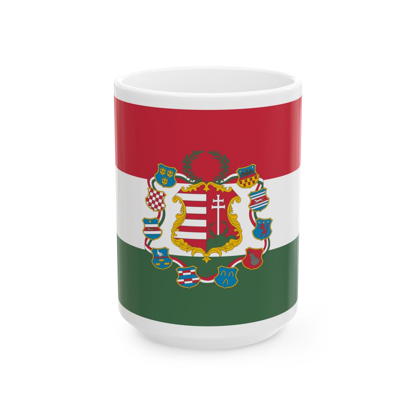 Flag of Hungary with great coat of arms 1849 (Hungary) White Coffee Mug