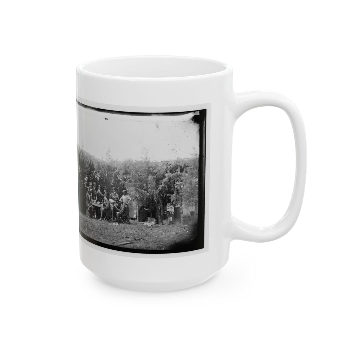 Petersburg, Virginia. Group At Telegraphic Corps Quarters. Headquarters, Army Of The Potomac (U.S. Civil War) White Coffee Mug