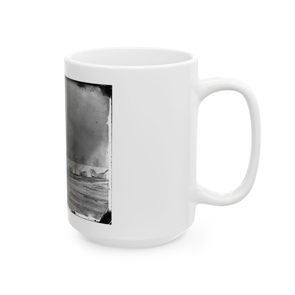 Washington, D.C. Hospital Tents At Camp Carver, With Columbian College Building (U.S. Civil War) White Coffee Mug