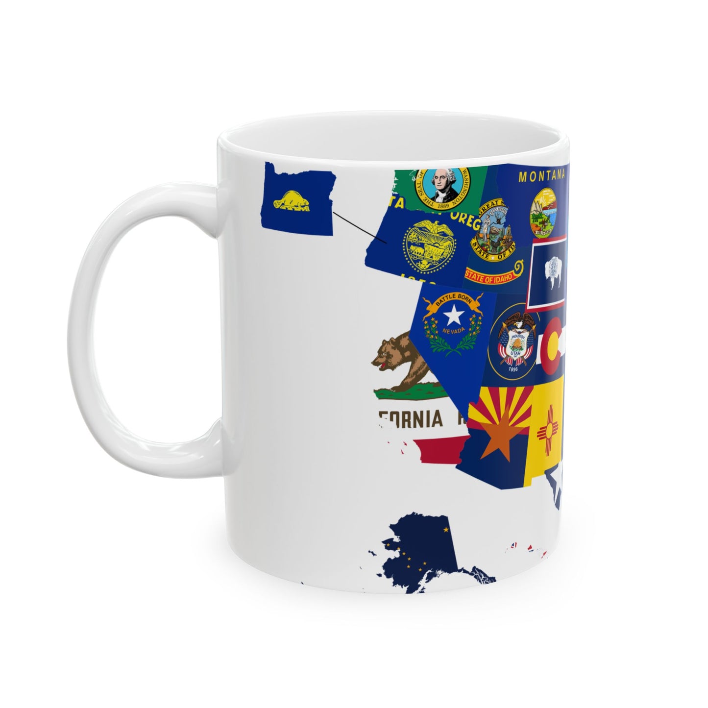 Flag-map of the US states and Washington D.C (United States) White Coffee Mug