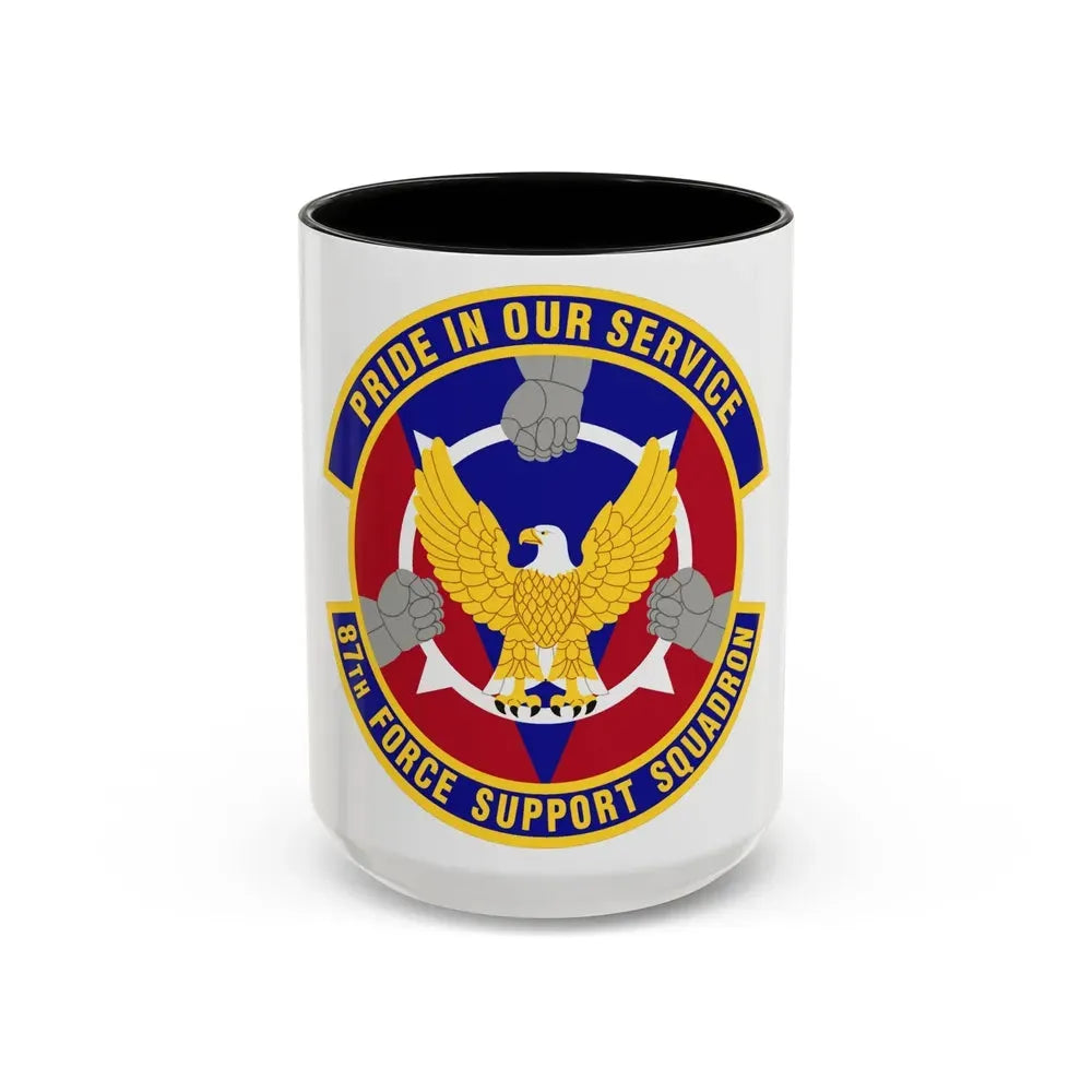 87 Force Support Squadron AMC (U.S. Air Force) Accent Coffee Mug 15oz Black - Go Mug Yourself