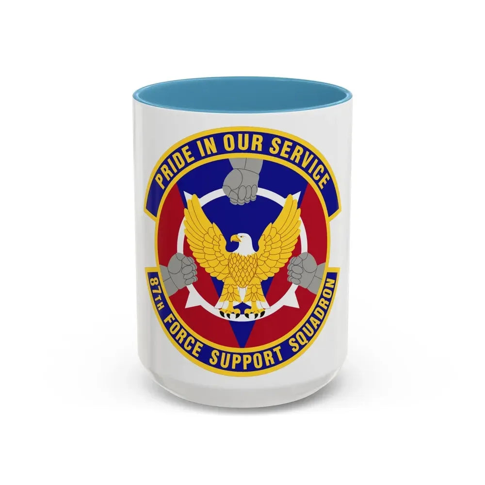 87 Force Support Squadron AMC (U.S. Air Force) Accent Coffee Mug 15oz Light Blue - Go Mug Yourself