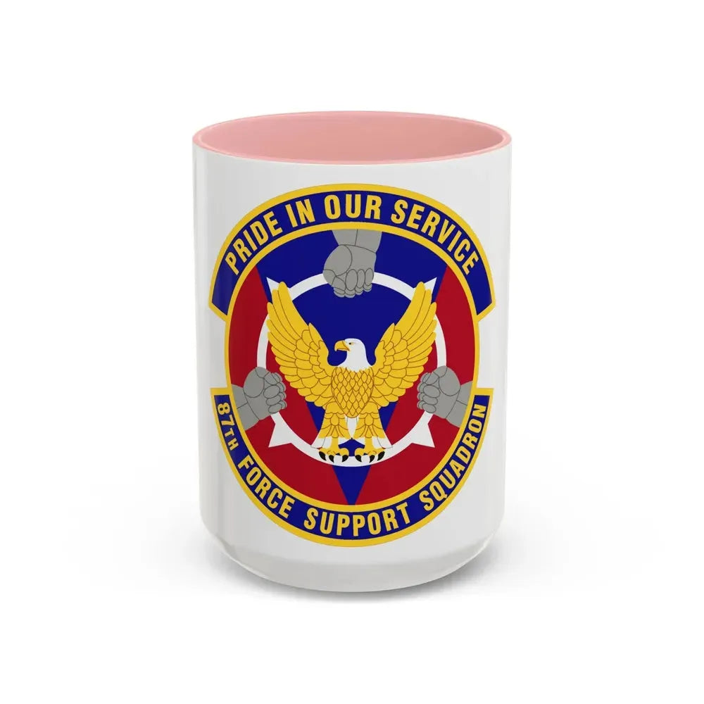 87 Force Support Squadron AMC (U.S. Air Force) Accent Coffee Mug 15oz Pink - Go Mug Yourself