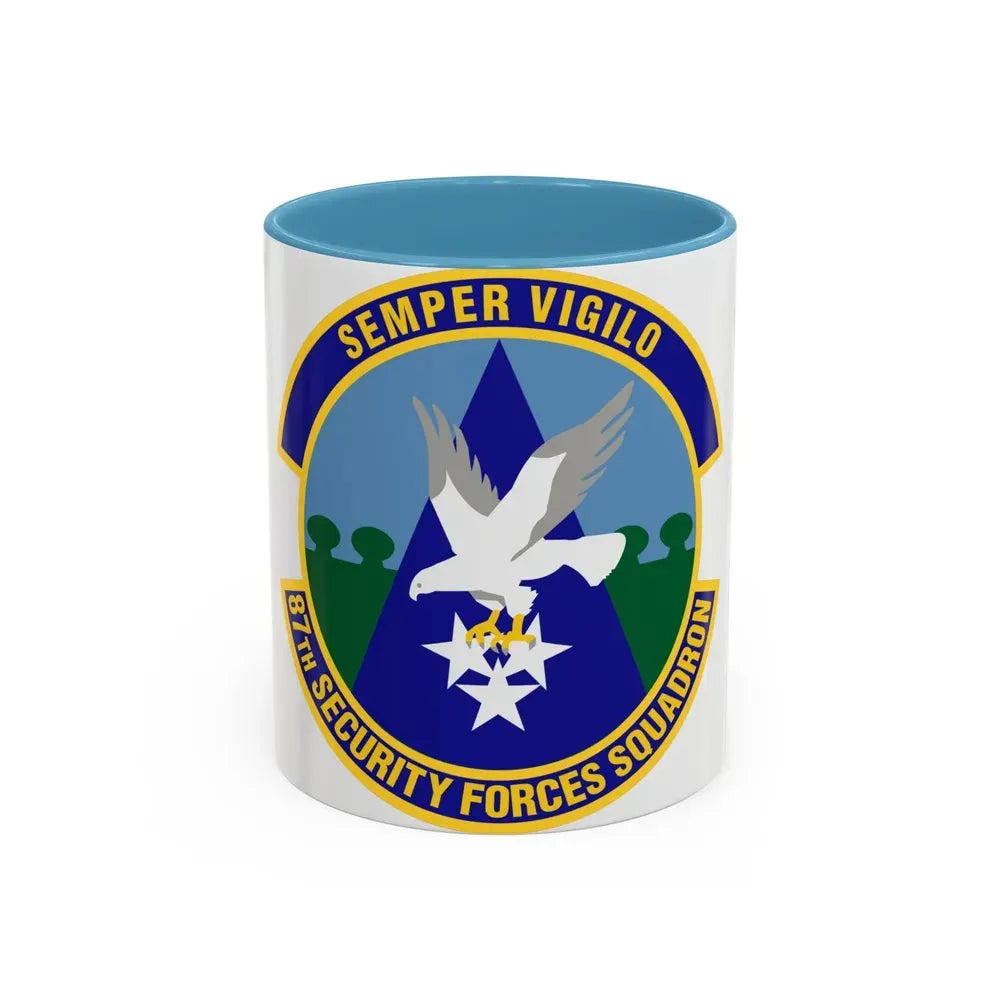 87 Security Forces Squadron AMC (U.S. Air Force) Accent Coffee Mug 11oz Light Blue - Go Mug Yourself