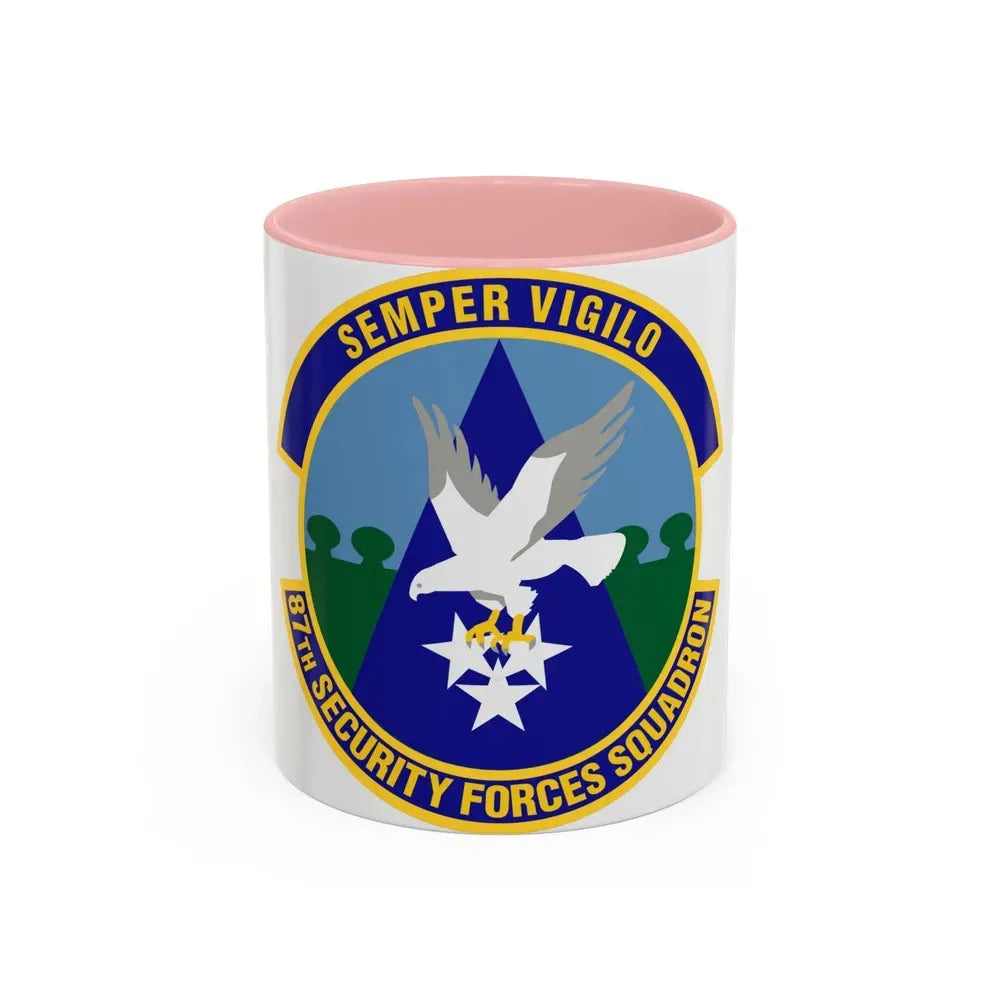 87 Security Forces Squadron AMC (U.S. Air Force) Accent Coffee Mug 11oz Pink - Go Mug Yourself