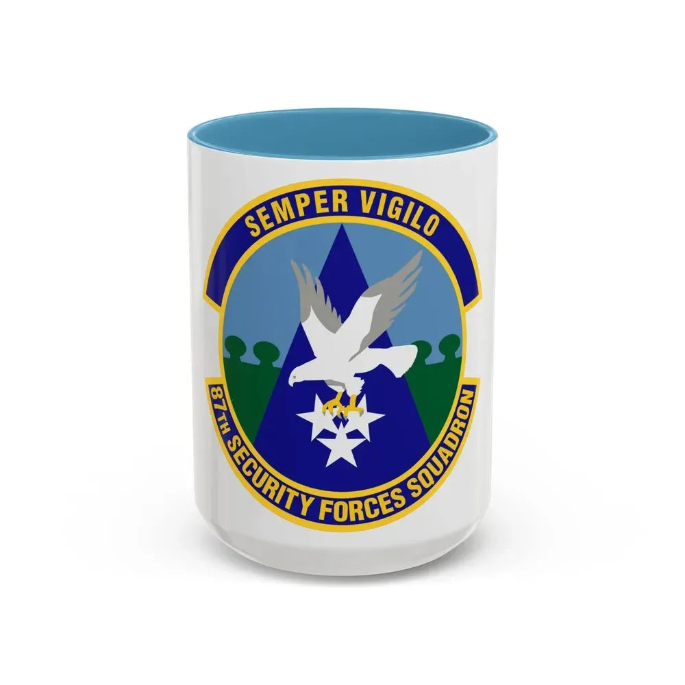 87 Security Forces Squadron AMC (U.S. Air Force) Accent Coffee Mug 15oz Light Blue - Go Mug Yourself