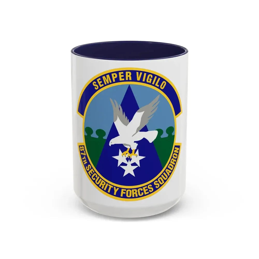 87 Security Forces Squadron AMC (U.S. Air Force) Accent Coffee Mug 15oz Navy - Go Mug Yourself
