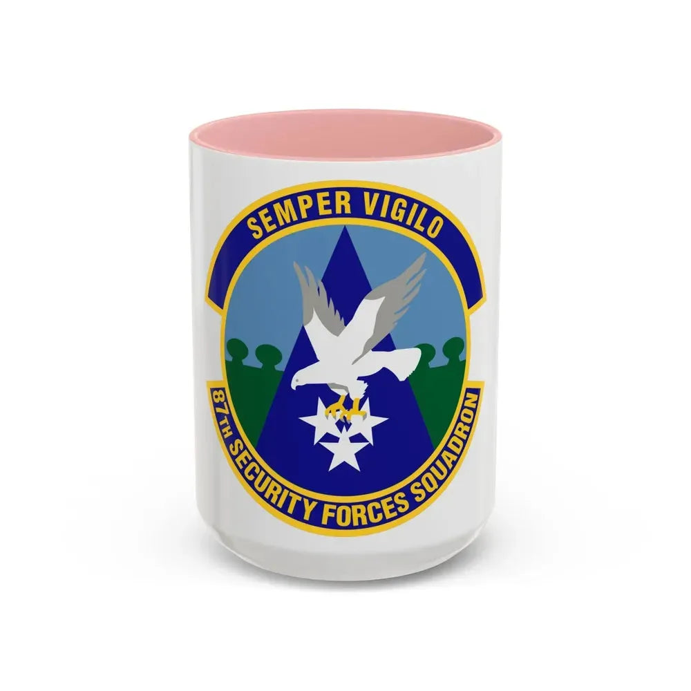 87 Security Forces Squadron AMC (U.S. Air Force) Accent Coffee Mug 15oz Pink - Go Mug Yourself