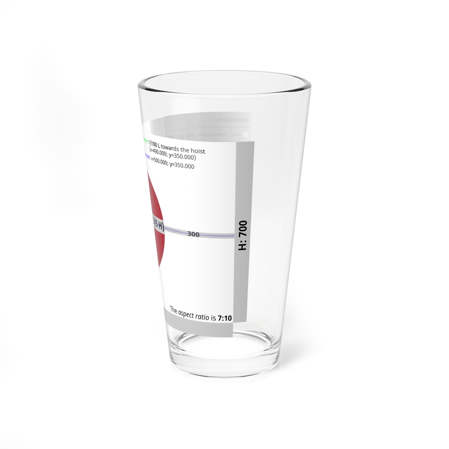 Flag of Japan 1870-1999 - Construction sheet (Japan) Pint Glass 16oz