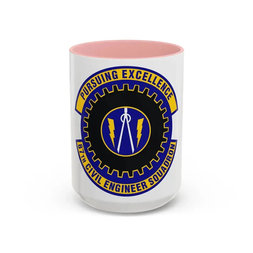 87th Civil Engineer Squadron (U.S. Air Force) Accent Coffee Mug 15oz Pink - Go Mug Yourself