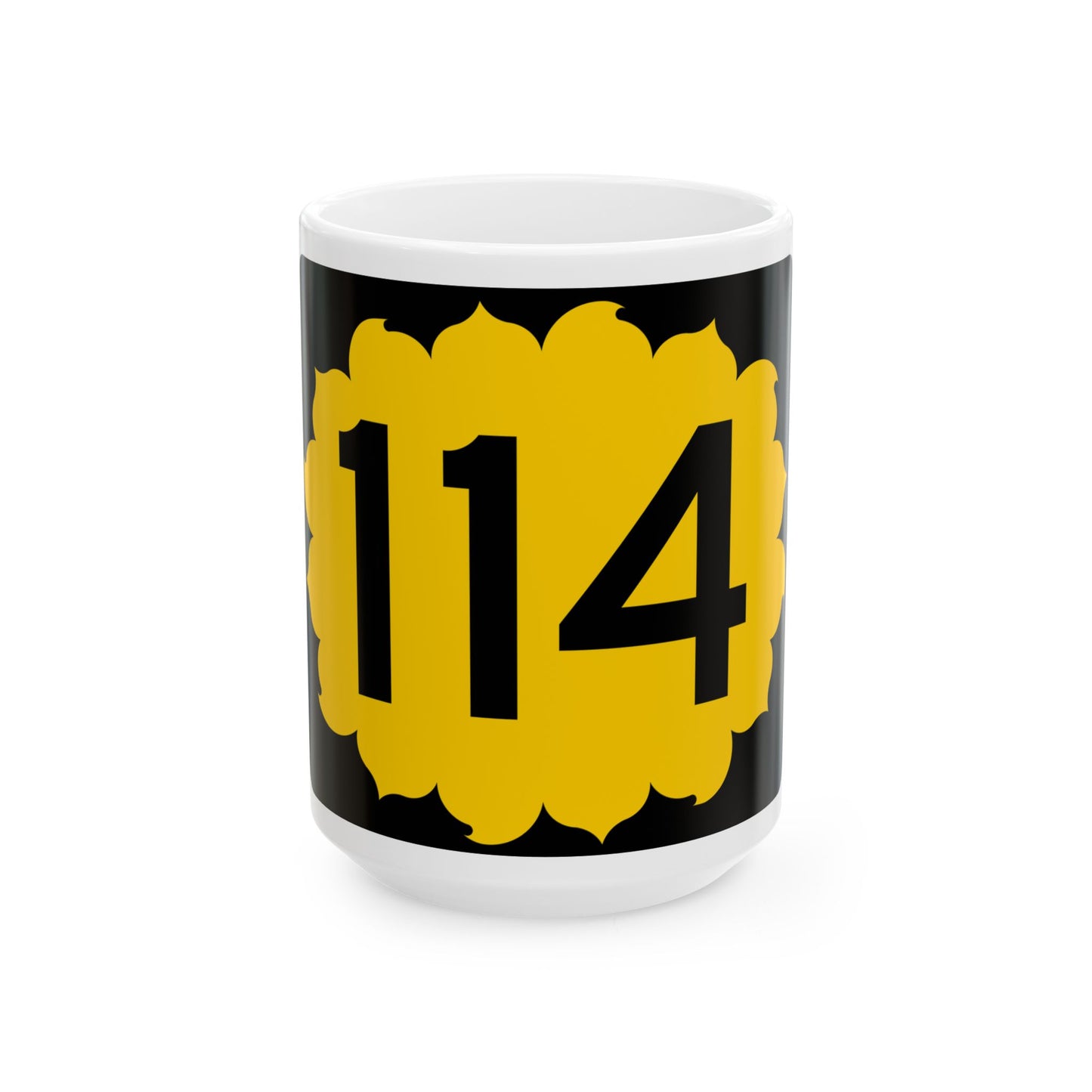 K-114 (Kansas) (Road Sign) White Coffee Mug