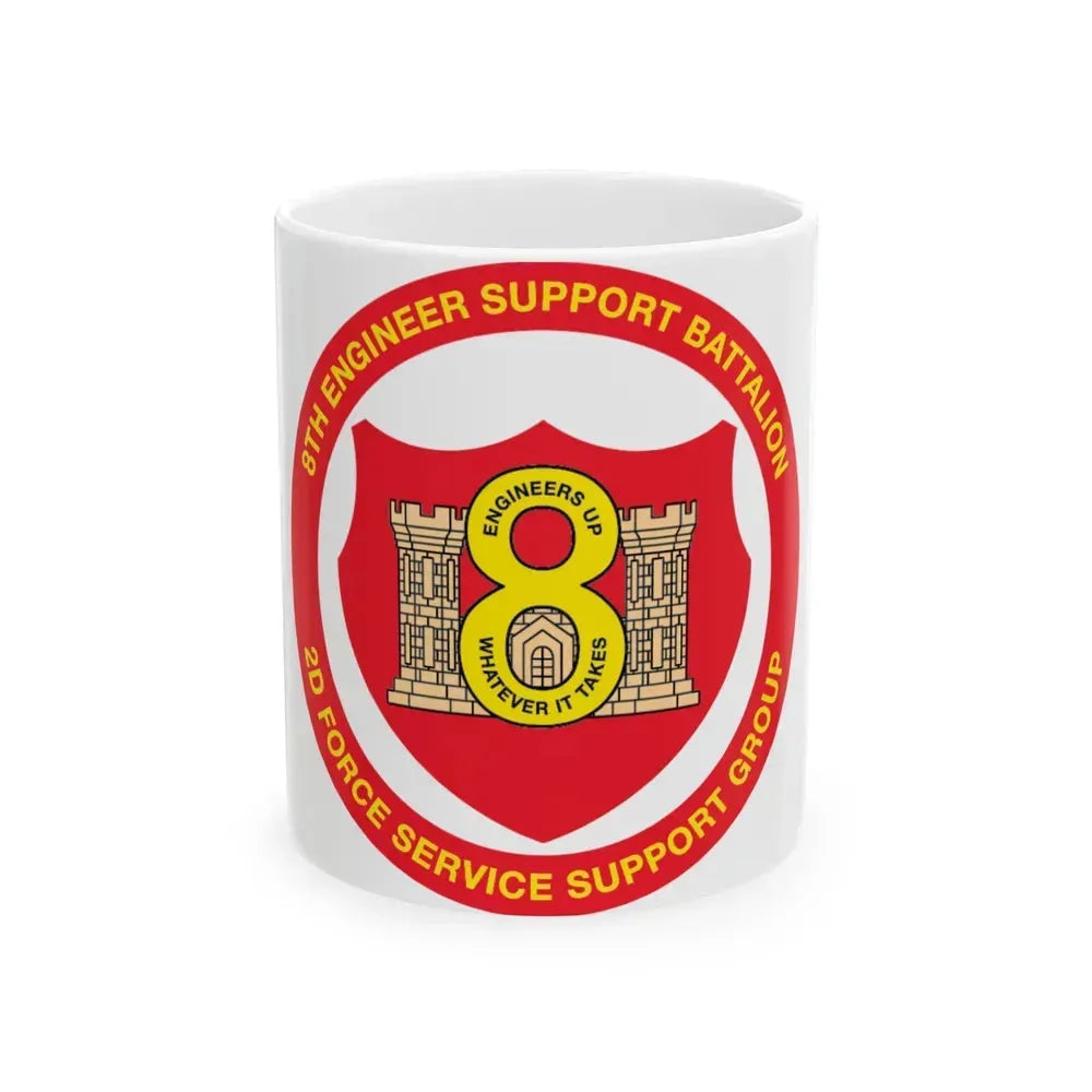 8th Engineer Support Battalion 2nd Force Service Support Group (USMC) White Coffee Mug 11oz - Go Mug Yourself
