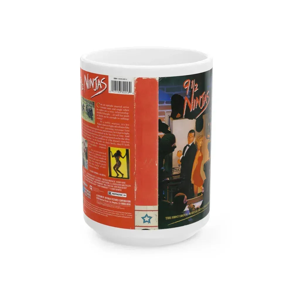 9 AND A HALF NINJAS (VHS COVER) - White Coffee Mug 15oz - Go Mug Yourself
