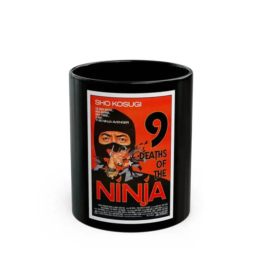 9 DEATHS OF THE NINJA 1985 Movie Poster - Black Coffee Mug 11oz - Go Mug Yourself