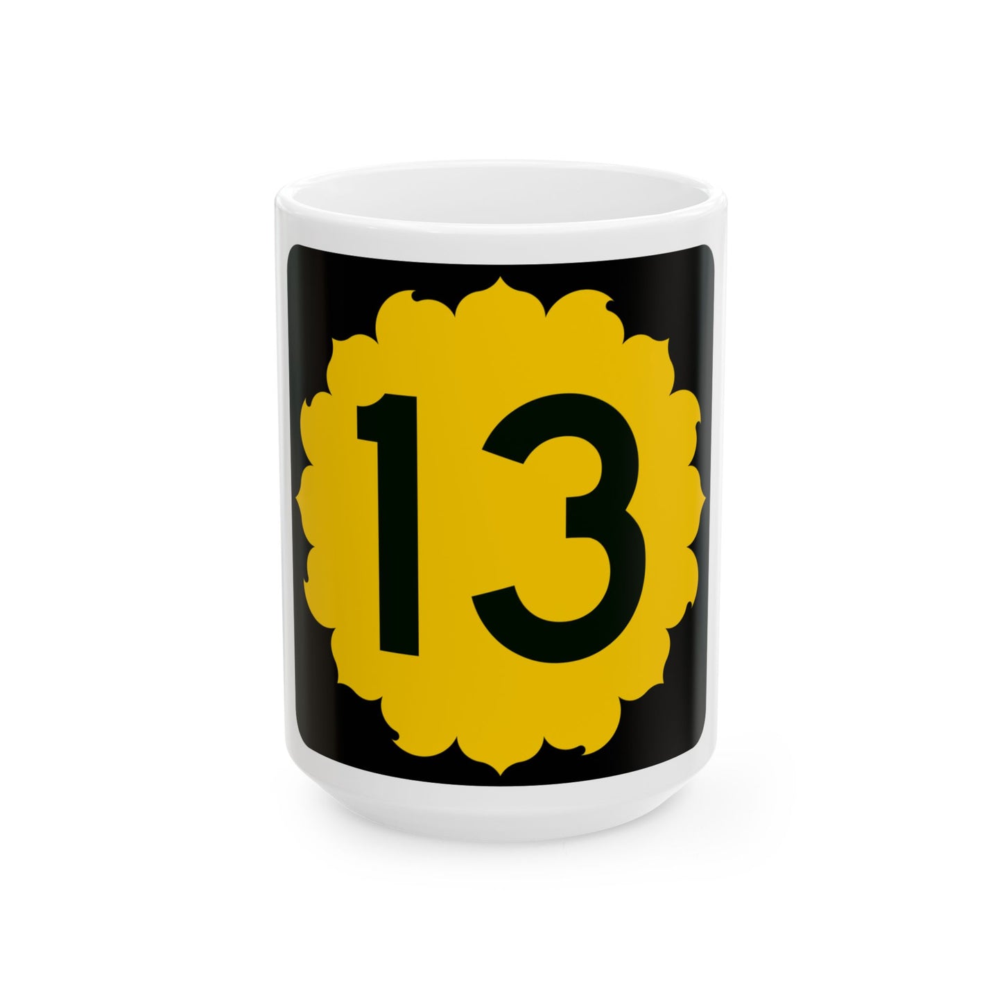 K-13 (Kansas) (Road Sign) White Coffee Mug