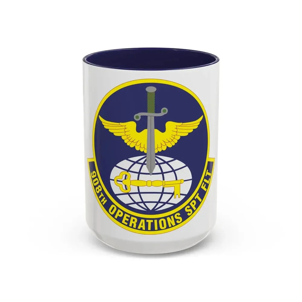 908th Operations Support Flight (U.S. Air Force) Accent Coffee Mug 15oz Navy - Go Mug Yourself
