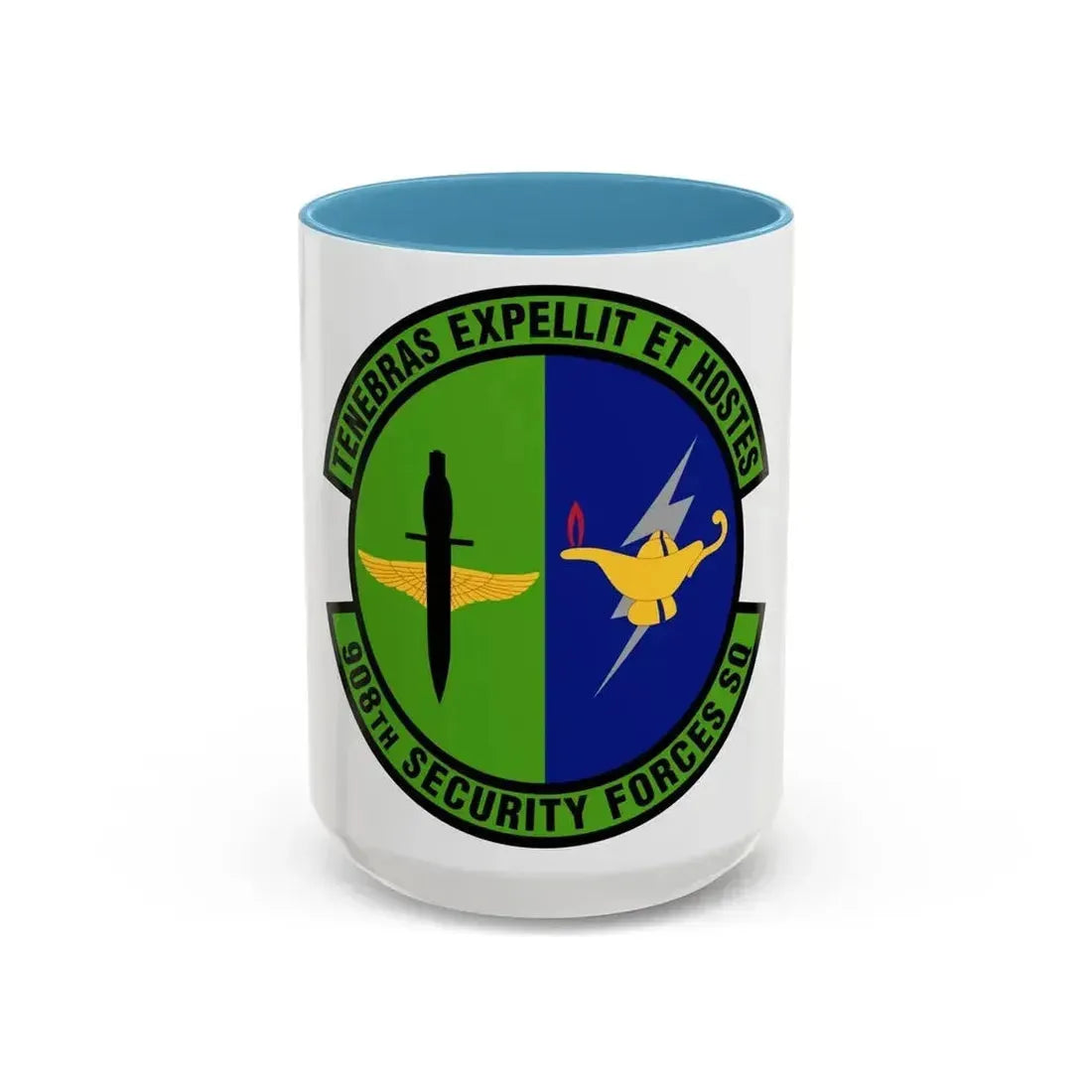 908th Security Forces Squadron (U.S. Air Force) Accent Coffee Mug 15oz Light Blue - Go Mug Yourself