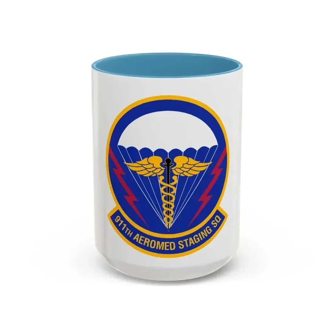 911 Aeromedical Staging Squadron AFRC (U.S. Air Force) Accent Coffee Mug 15oz Light Blue - Go Mug Yourself