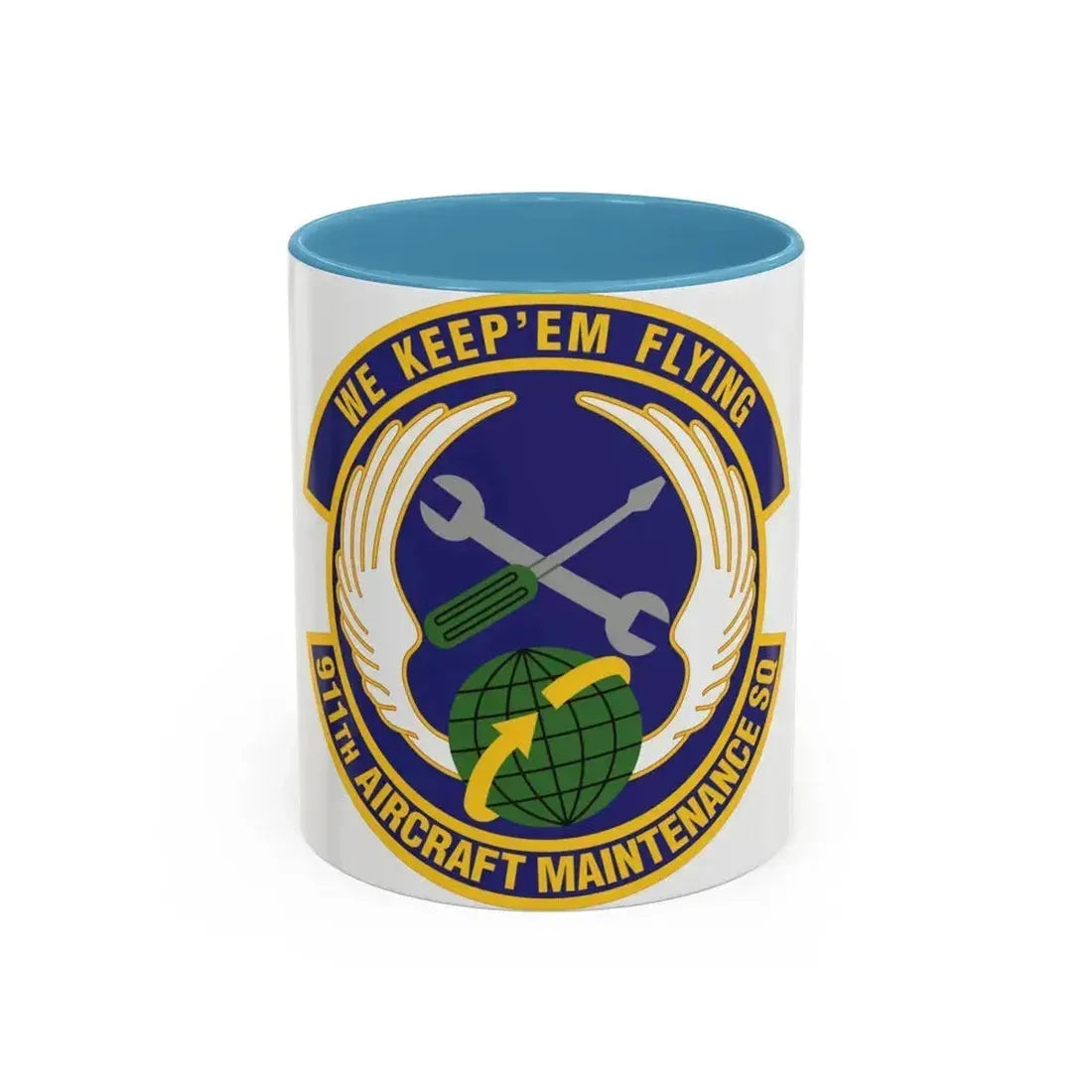 911th Aircraft Maintenance Squadron (U.S. Air Force) Accent Coffee Mug 11oz Light Blue - Go Mug Yourself