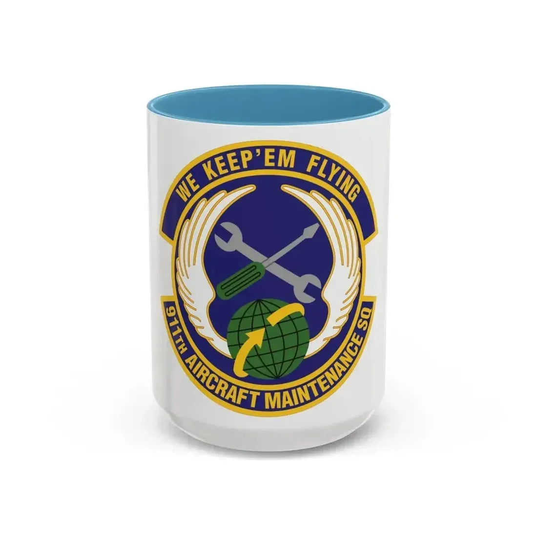 911th Aircraft Maintenance Squadron (U.S. Air Force) Accent Coffee Mug 15oz Light Blue - Go Mug Yourself