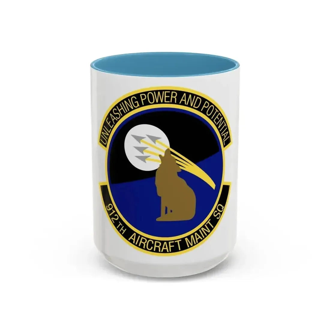 912th Aircraft Maintenance Squadron (U.S. Air Force) Accent Coffee Mug 15oz Light Blue - Go Mug Yourself