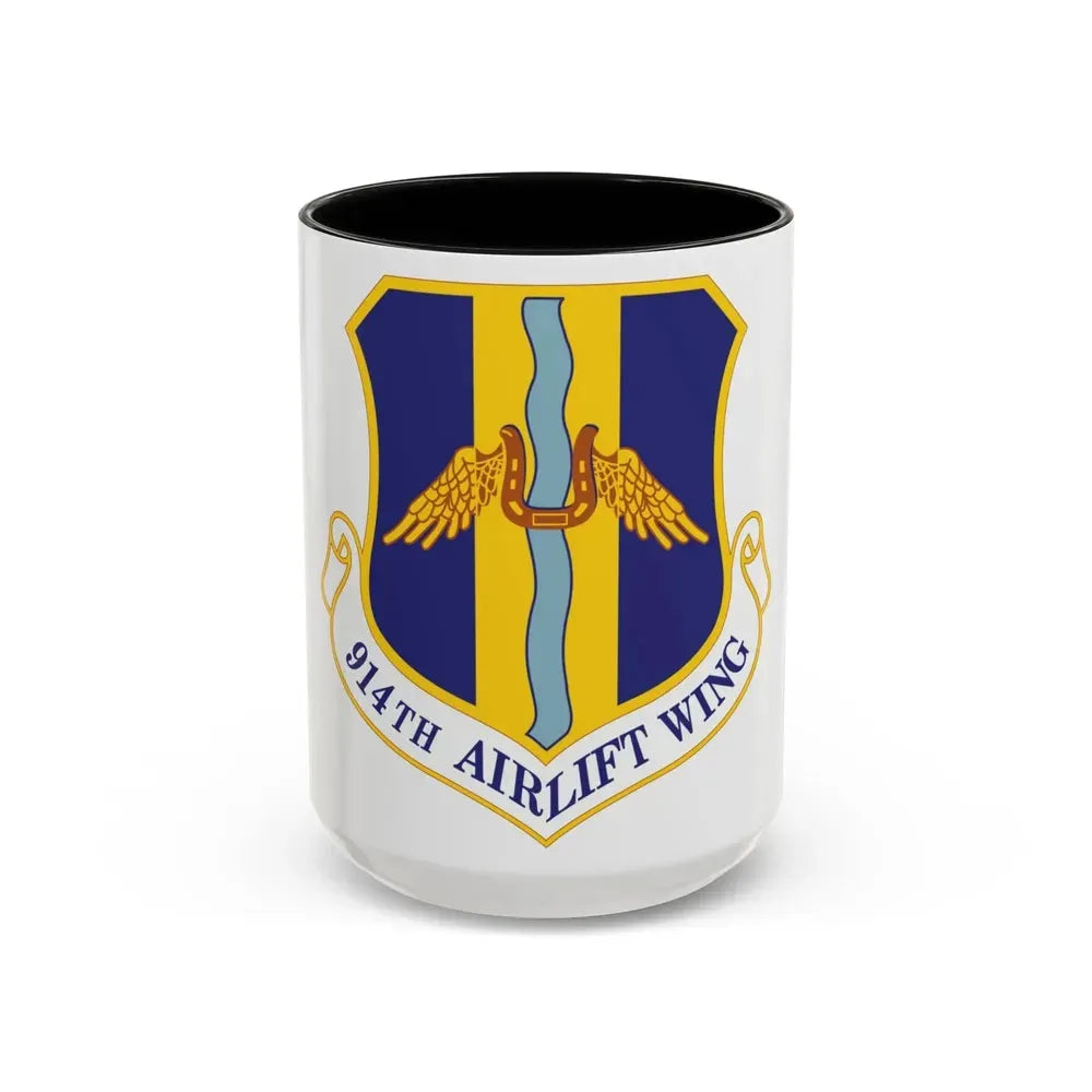 914th Airlift Wing (U.S. Air Force) Accent Coffee Mug 15oz Black - Go Mug Yourself
