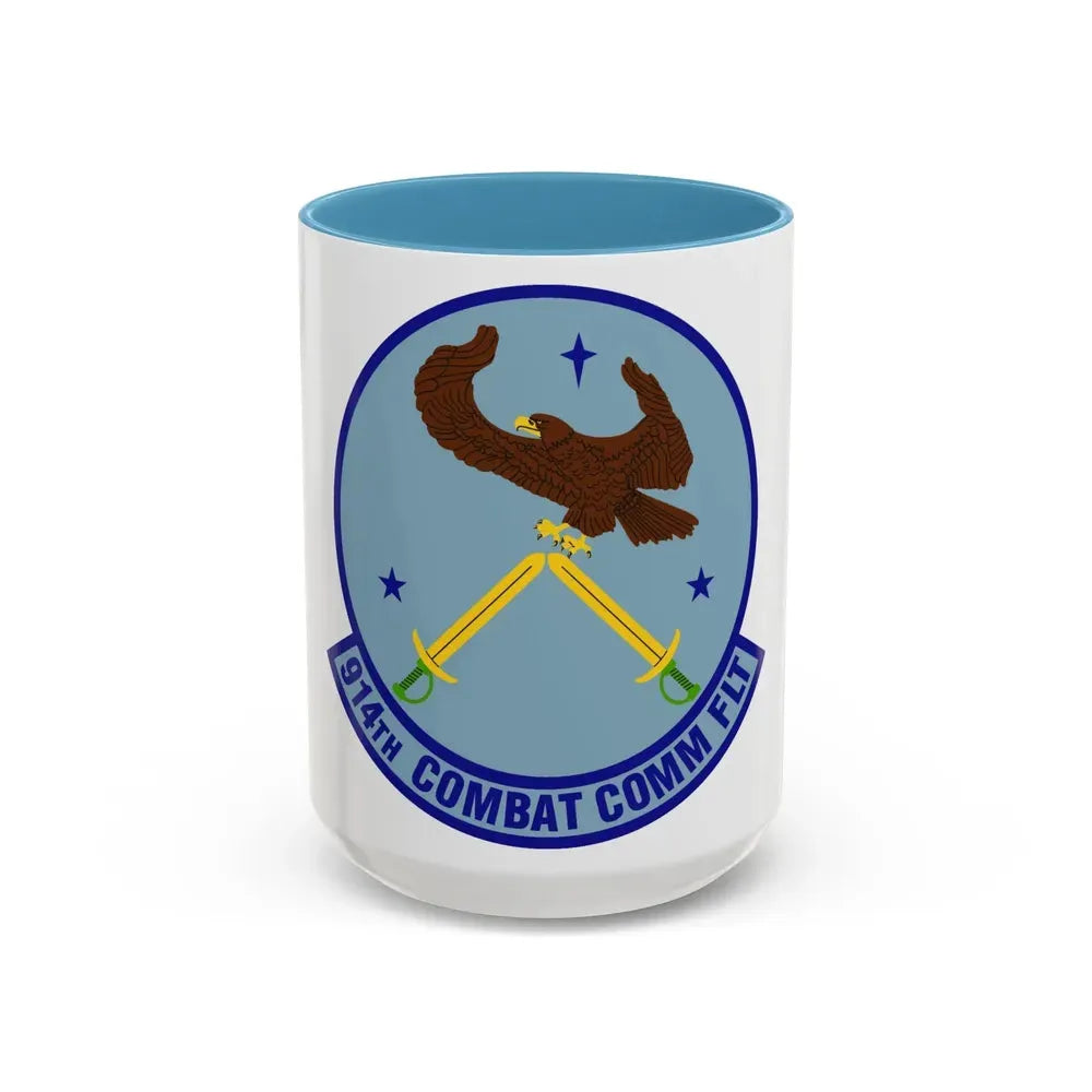 914th Combat Communications Flight (U.S. Air Force) Accent Coffee Mug 15oz Light Blue - Go Mug Yourself