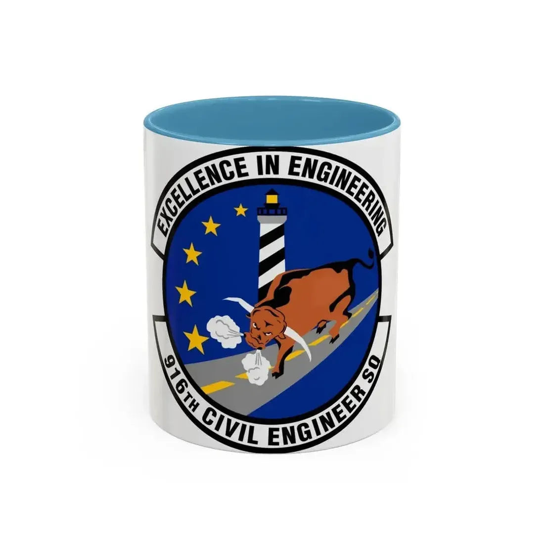 916th Civil Engineer Squadron (U.S. Air Force) Accent Coffee Mug 11oz Light Blue - Go Mug Yourself
